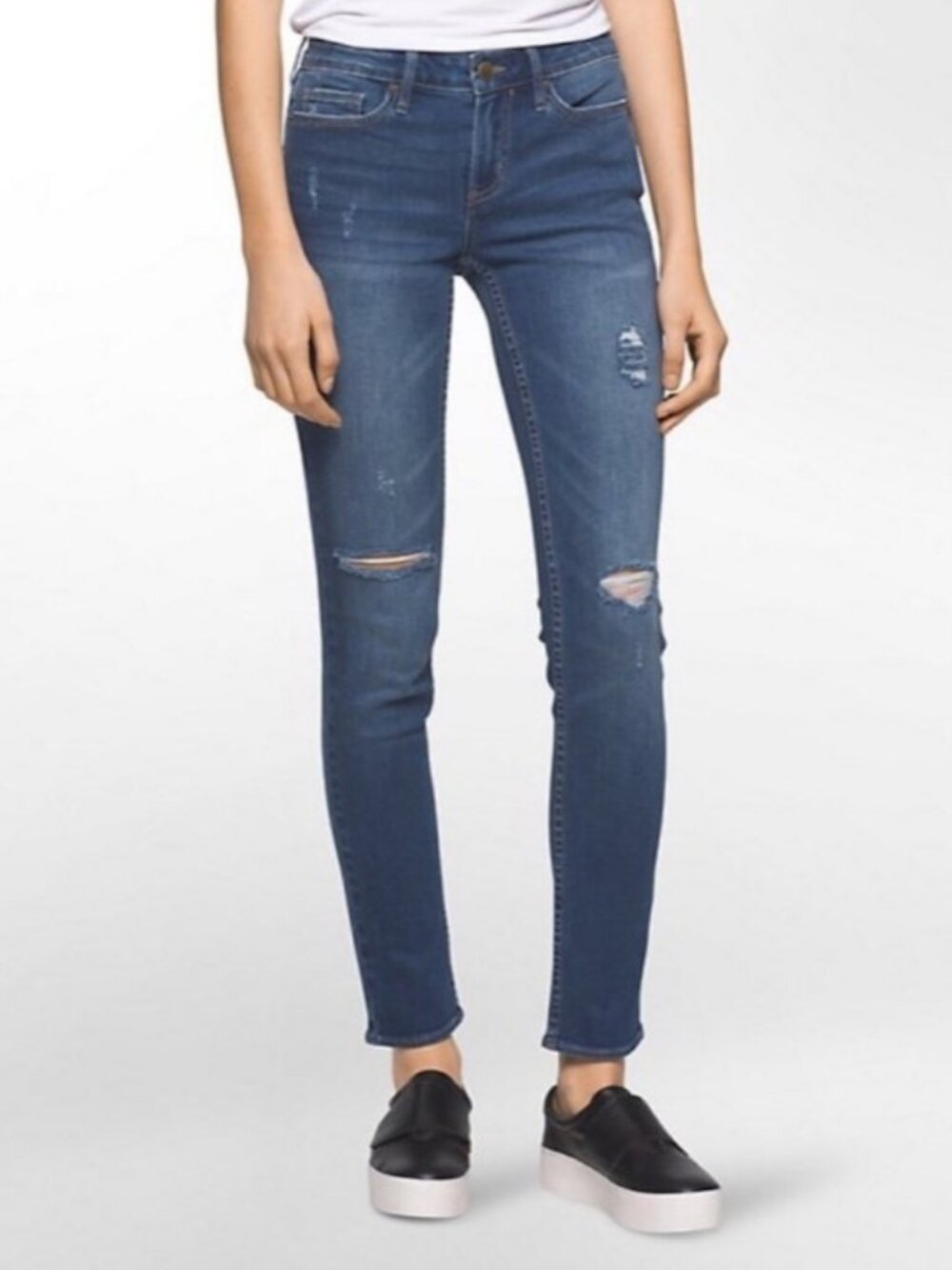 2/$30 NWT Calvin Klein Ultimate Skinny Halsey Wash Distressed Jean 29 #2416 - Picture 1 of 8